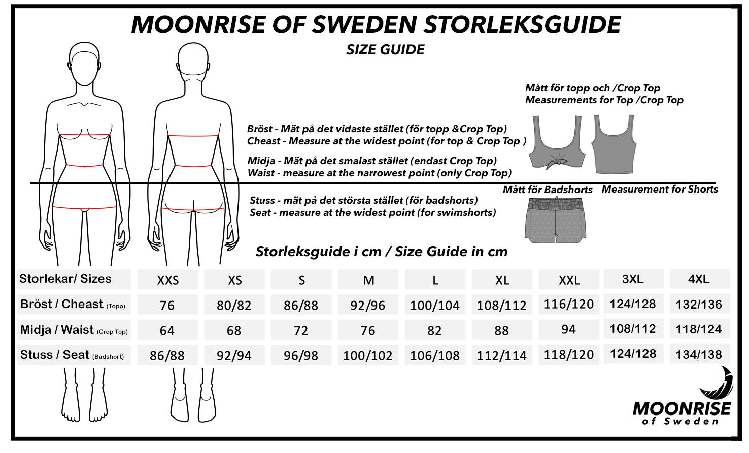 Moonrise of Sweden storleksguide